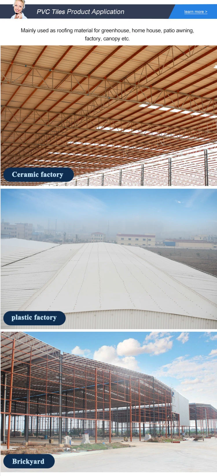 Popular PVC Roofing Tiles PVC Plastic Roof Sheet for Prefabricated House