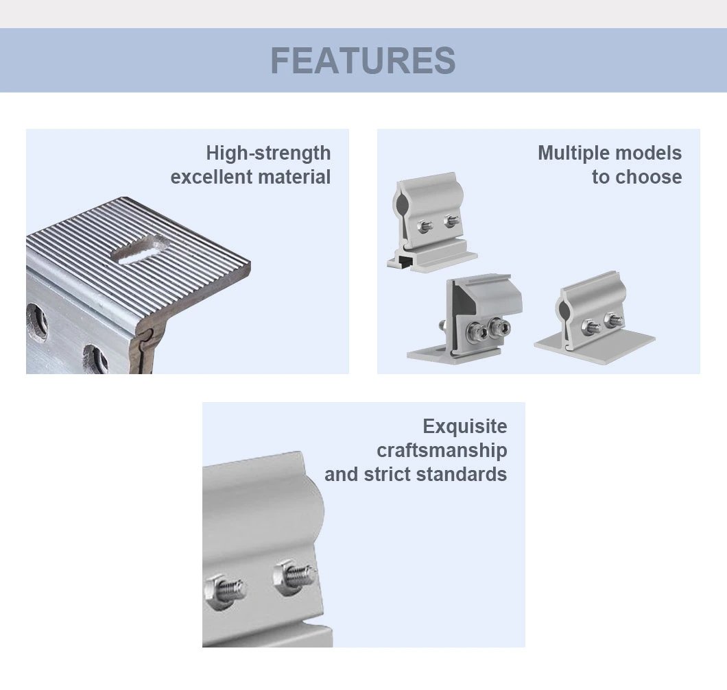 Anodized Aluminum Solar Metal Tin Roof Mount Seam/Rail/Bracke/Tripod Clamp for Framed Solar Panel